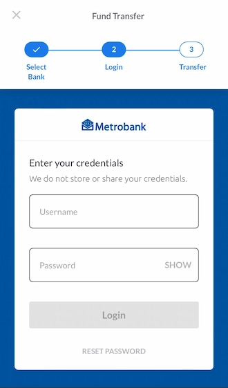 Step 3: Please log in to your bank account