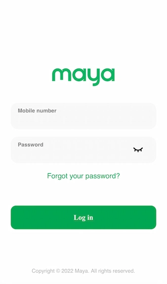 Step 3: Please log in to your Pay Maya account 